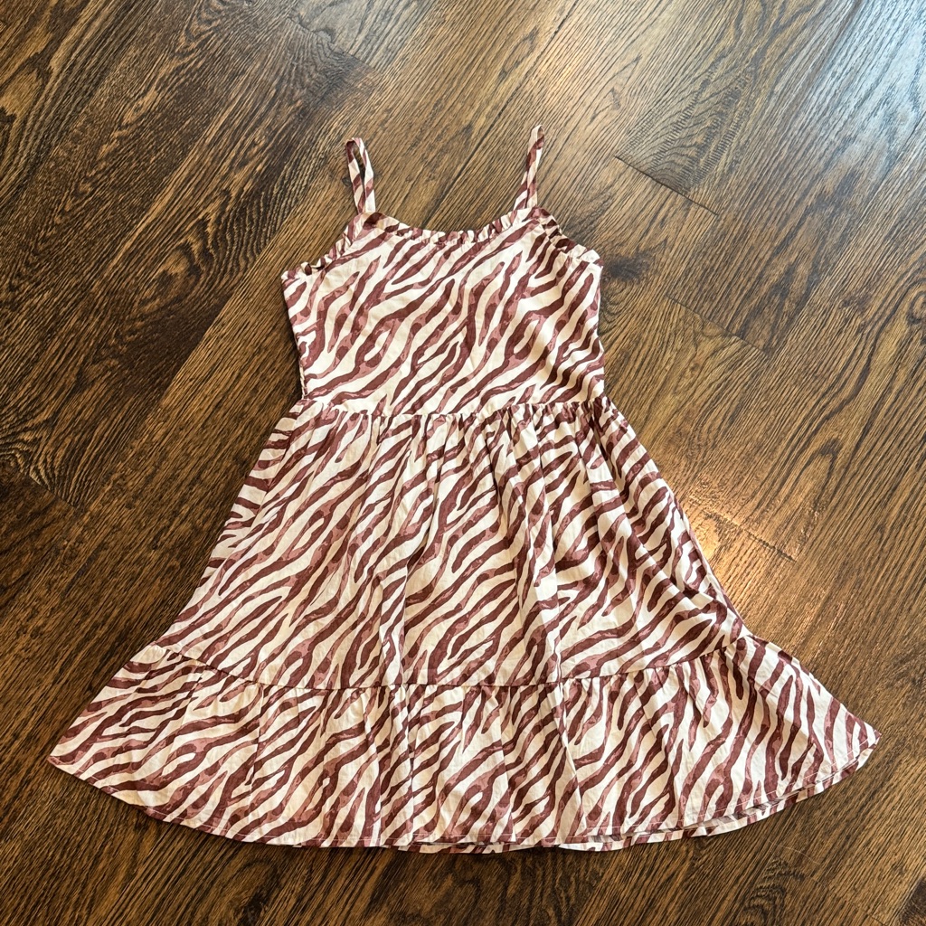 Janie And Jack Zebra Print Dress In Brown And White